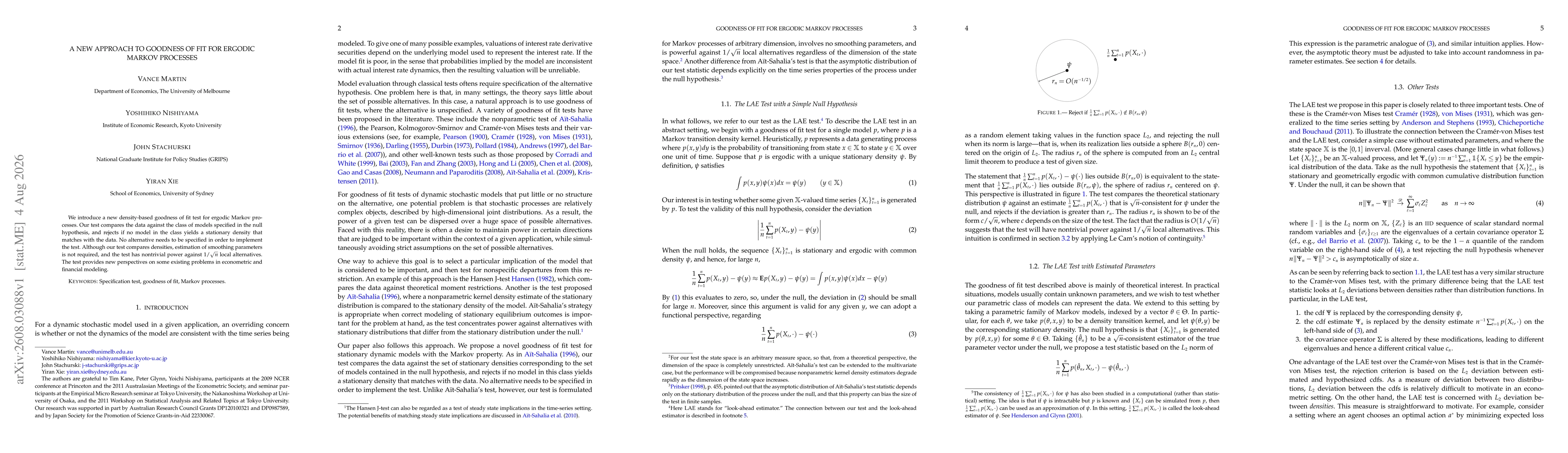 Thumbnail for A New Approach to Goodness of Fit for Ergodic Markov Processes