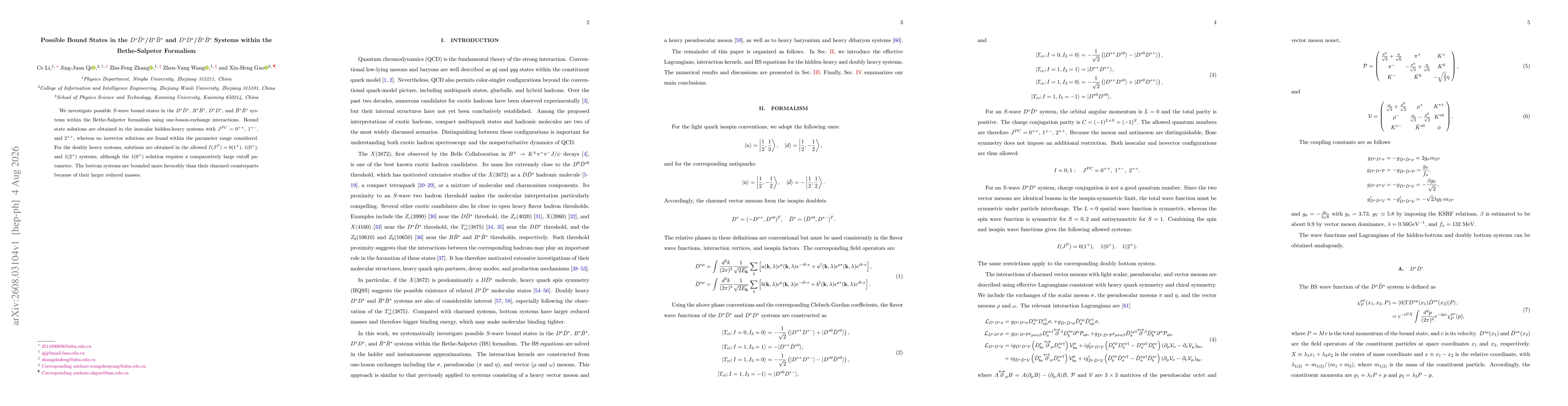 Thumbnail for Possible Bound States in the $D^\ast\bar D^\ast$/$B^\ast\bar B^\ast$ and $D^\ast D^\ast$/$\bar B^\ast\bar B^\ast$ Systems within the Bethe-Salpeter Formalism