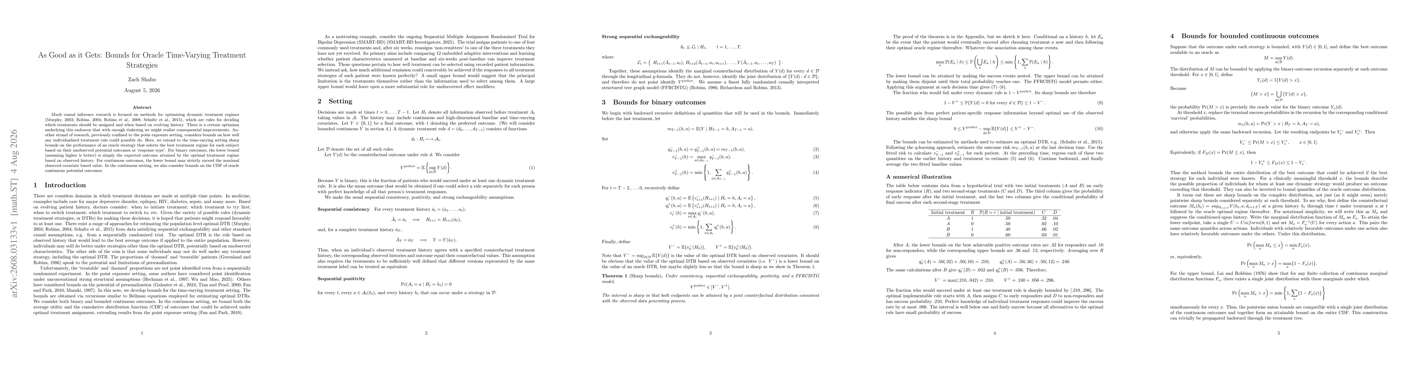 Thumbnail for As Good as it Gets: Bounds for Oracle Time-Varying Treatment Strategies