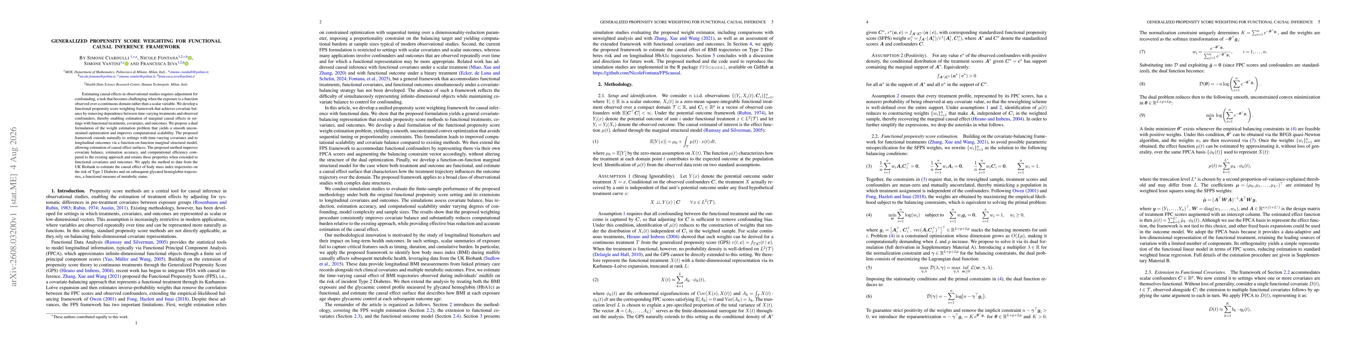 Thumbnail for Generalized propensity score weighting for functional causal inference framework