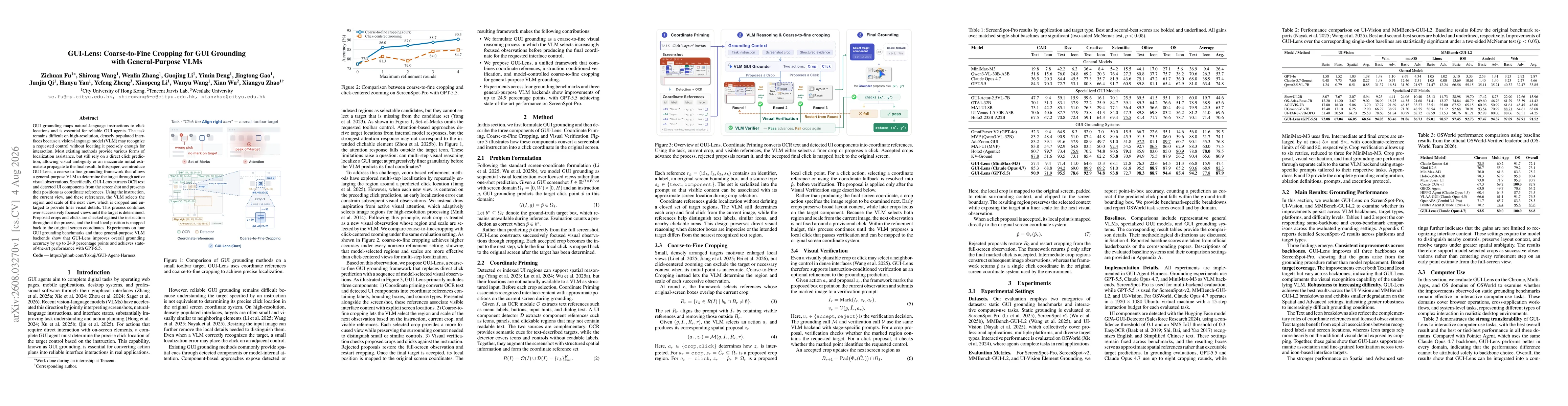 Thumbnail for GUI-Lens: Coarse-to-Fine Cropping for GUI Grounding with General-Purpose VLMs