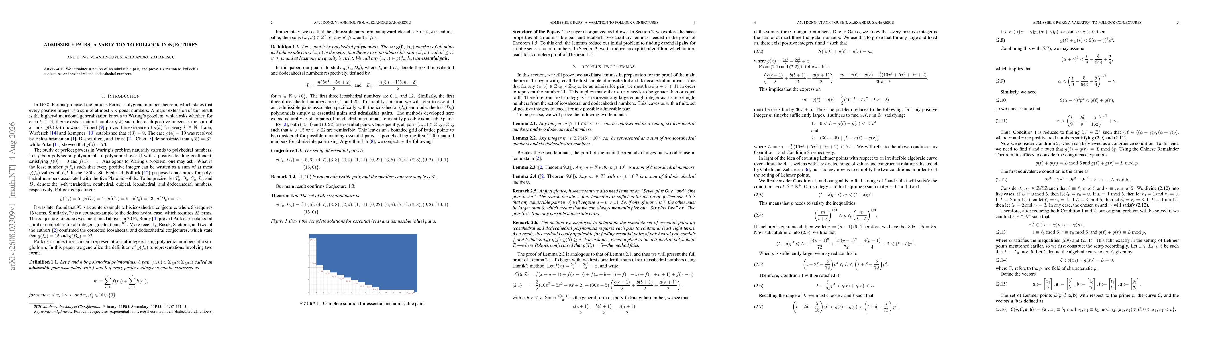 Thumbnail for Admissible Pairs: A Variation to Pollock Conjectures