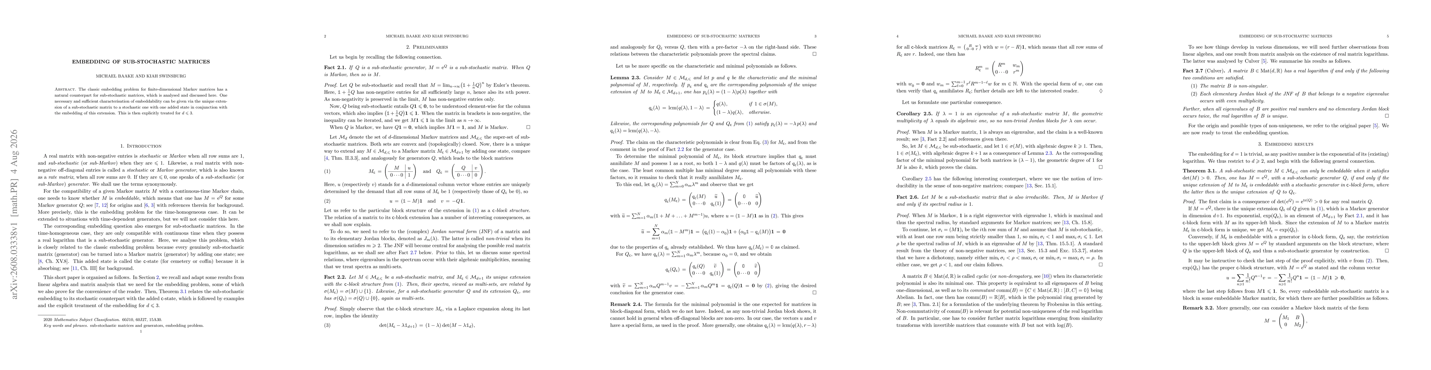 Thumbnail for Embedding of sub-stochastic matrices