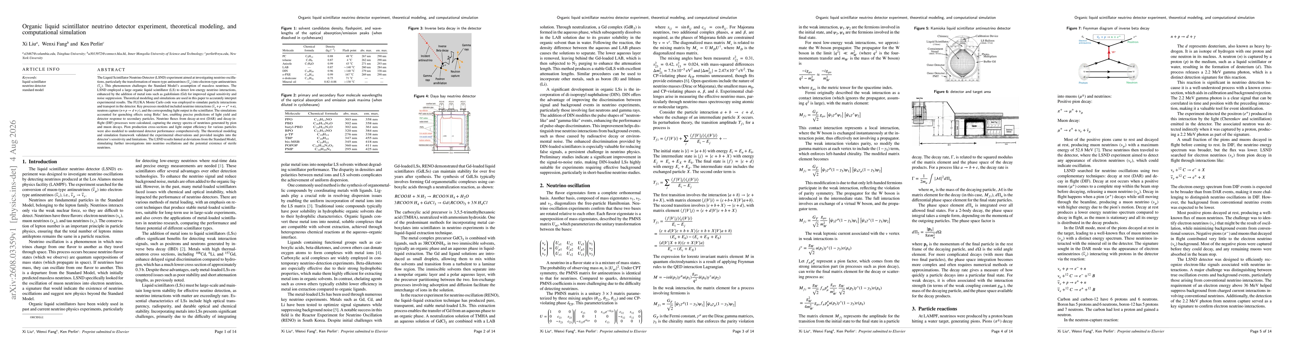 Thumbnail for Organic liquid scintillator neutrino detector experiment, theoretical modeling, and computational simulation
