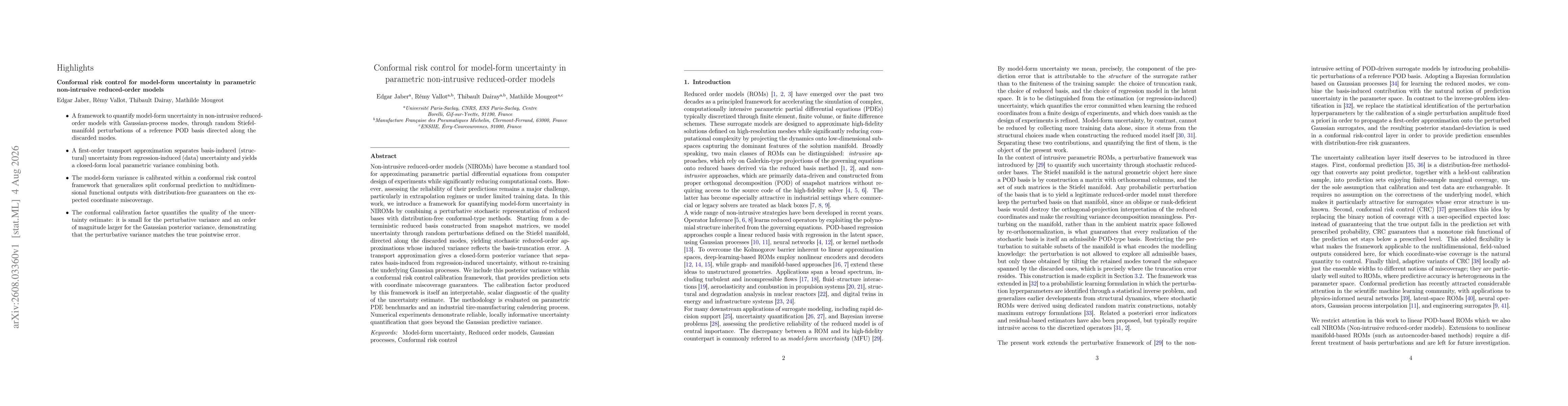 Thumbnail for Conformal risk control for model-form uncertainty in parametric non-intrusive reduced-order models