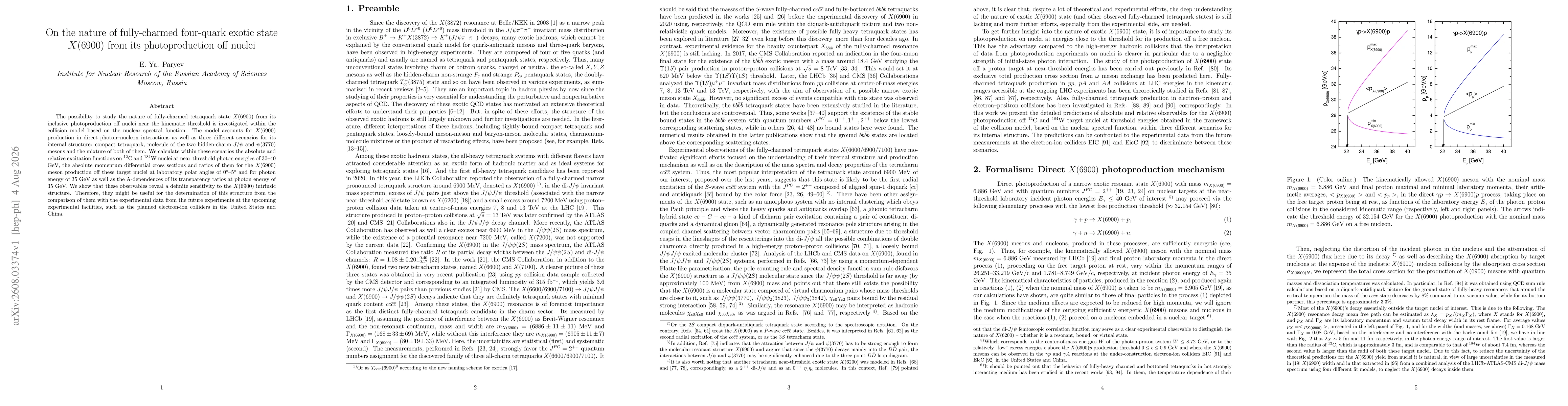 Thumbnail for On the nature of fully-charmed four-quark exotic state $X(6900)$ from its photoproduction off nuclei