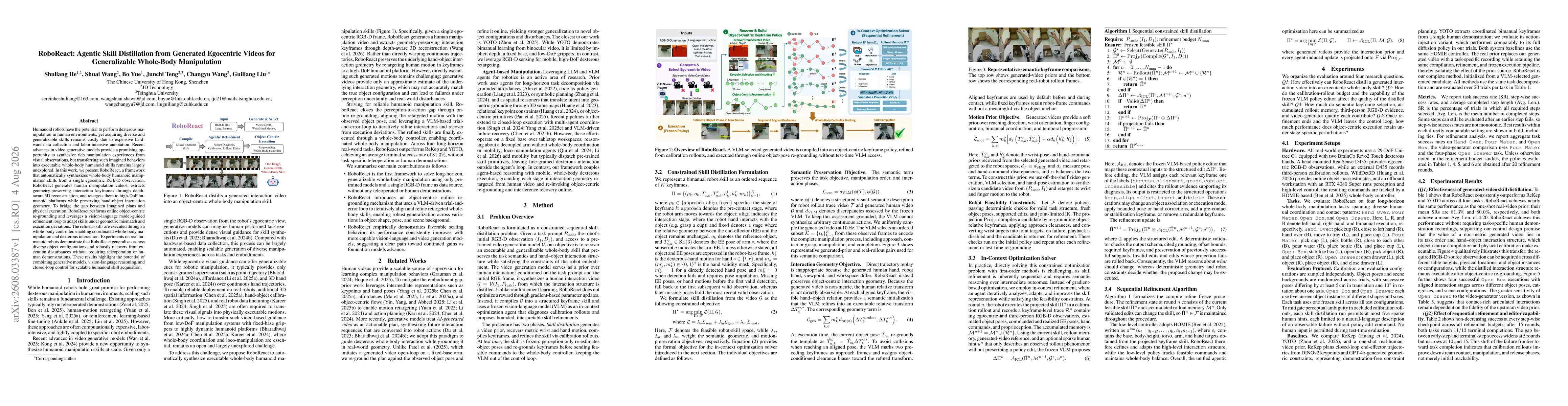 Thumbnail for RoboReact: Agentic Skill Distillation from Generated Egocentric Videos for Generalizable Whole-Body Manipulation