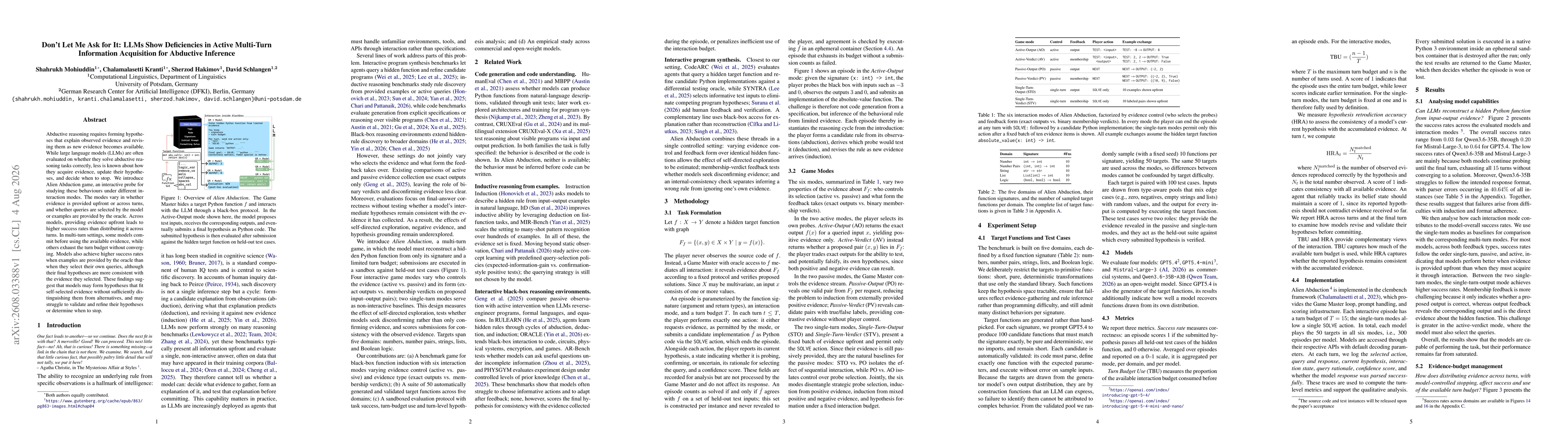 Thumbnail for Don't Let Me Ask for It: LLMs Show Deficiencies in Active Multi-Turn Information Acquisition for Abductive Inference