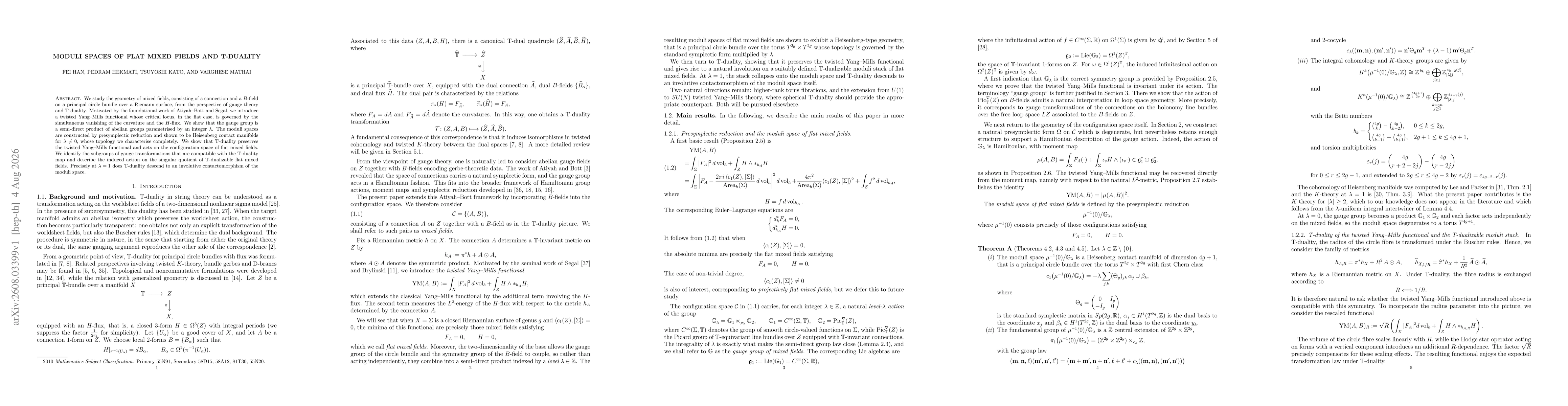 Thumbnail for Moduli Spaces of Connections and B-fields from T-duality with H-flux