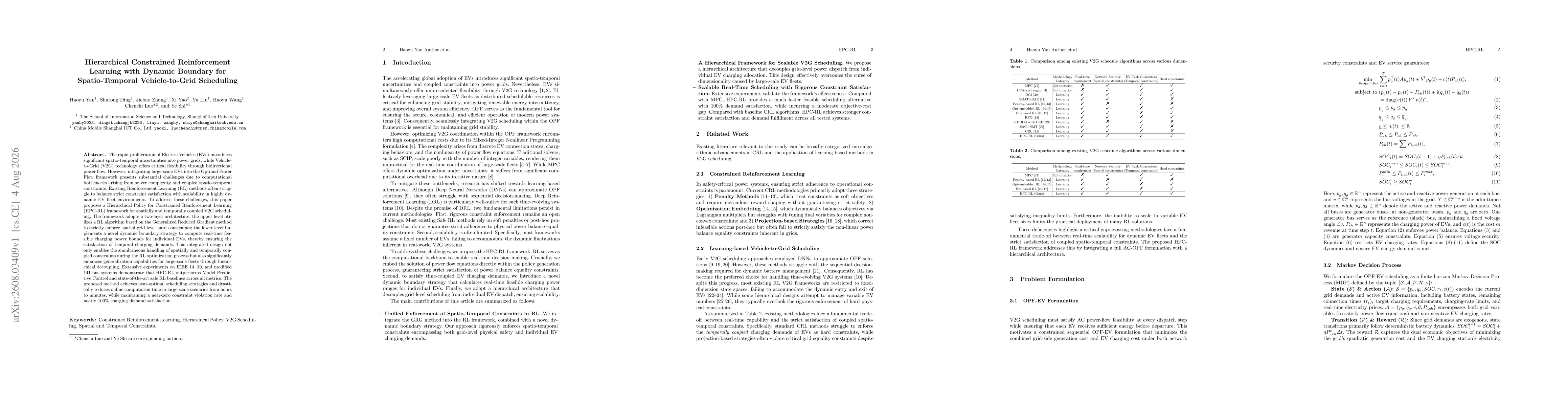 Thumbnail for Hierarchical Constrained Reinforcement Learning with Dynamic Boundary for Spatio-Temporal Vehicle-to-Grid Scheduling