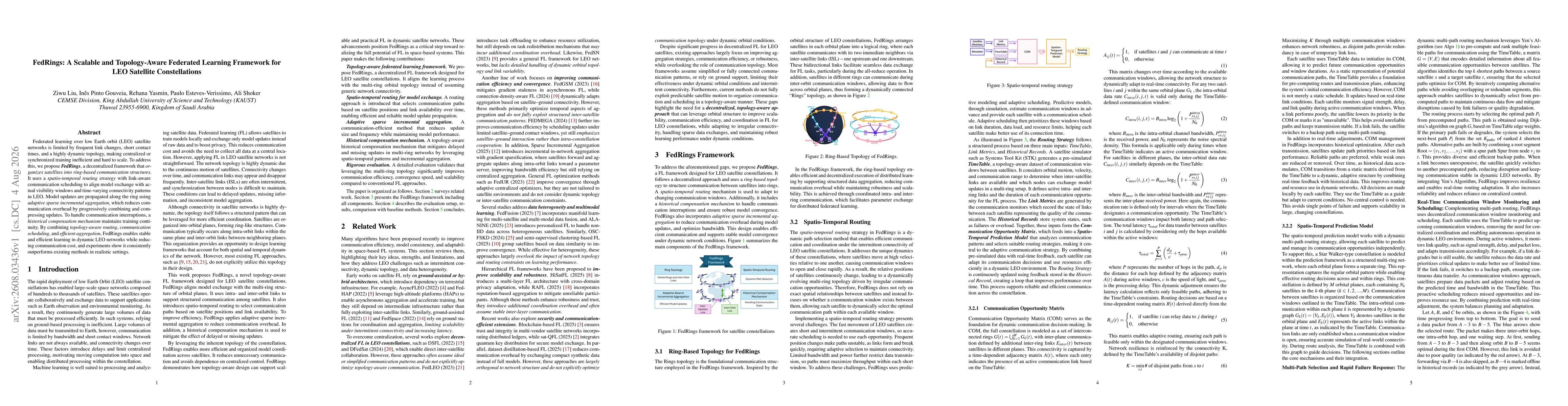 Thumbnail for FedRings: A Scalable and Topology-Aware Federated Learning Framework for LEO Satellite Constellations