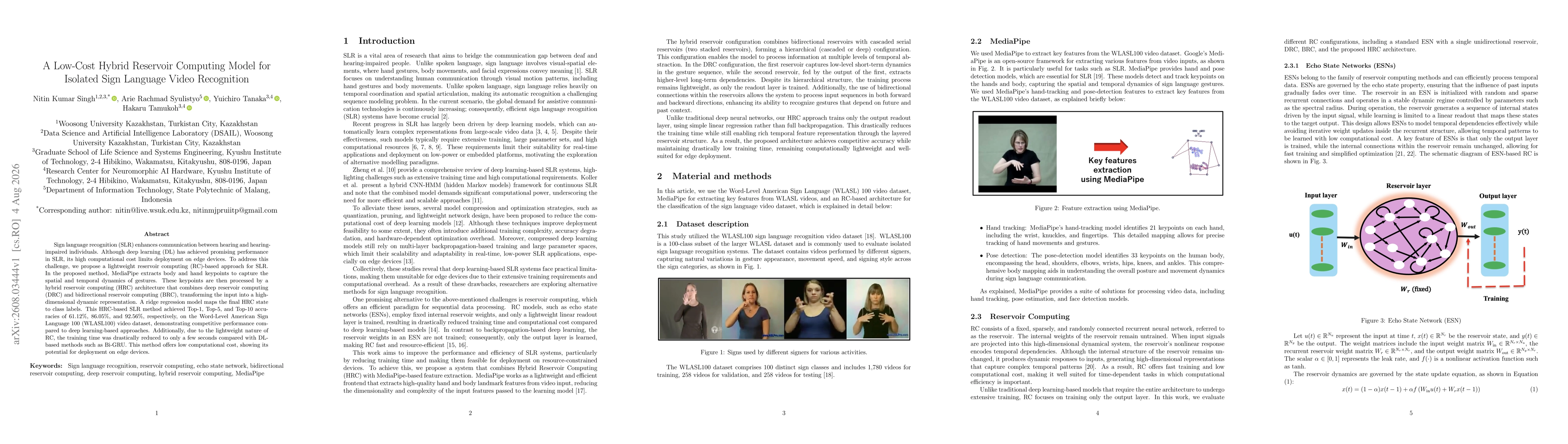 Thumbnail for A Low-Cost Hybrid Reservoir Computing Model for Isolated Sign Language Video Recognition