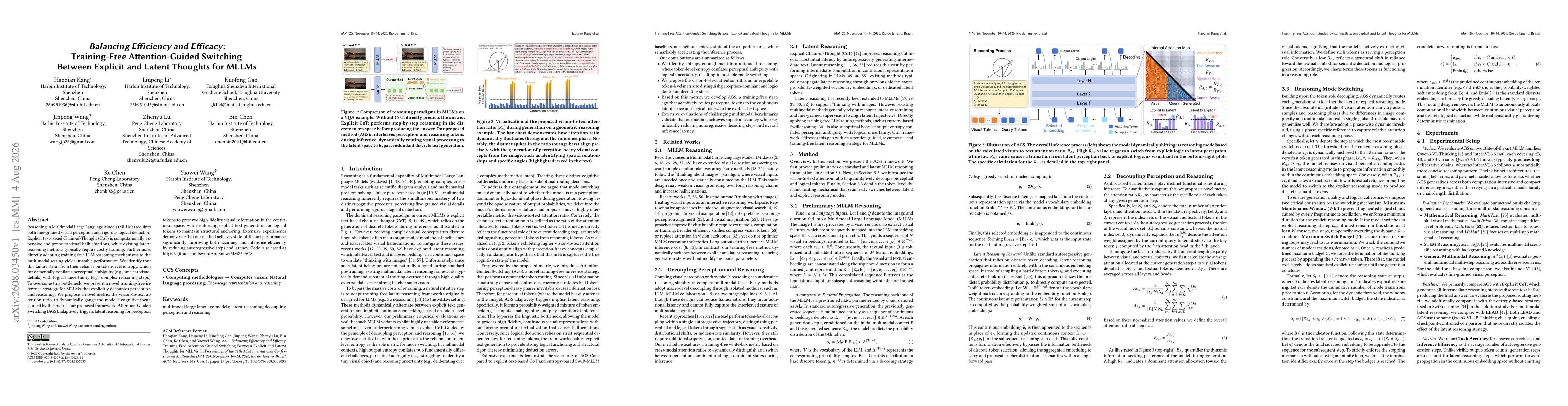 Thumbnail for Balancing Efficiency and Efficacy: Training-Free Attention-Guided Switching Between Explicit and Latent Thoughts for MLLMs