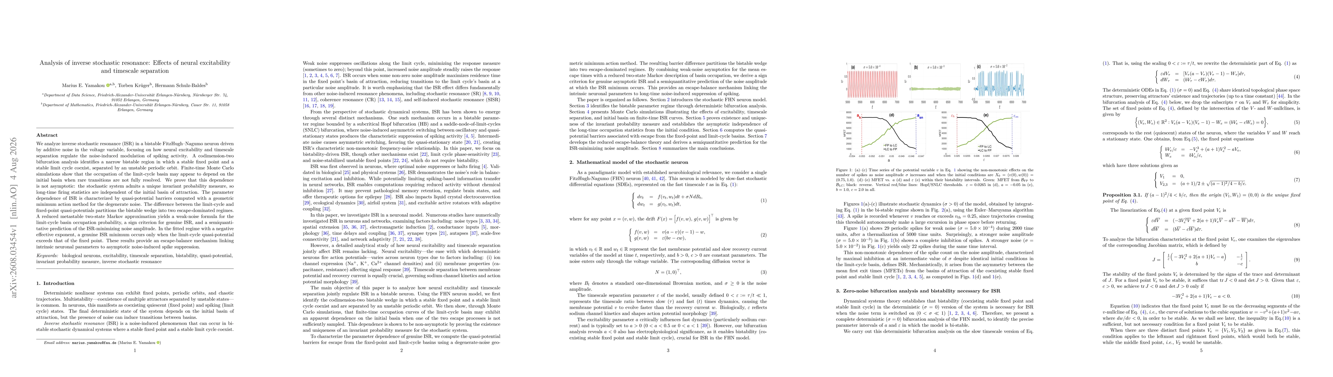Thumbnail for Analysis of inverse stochastic resonance: Effects of neural excitability and timescale separation