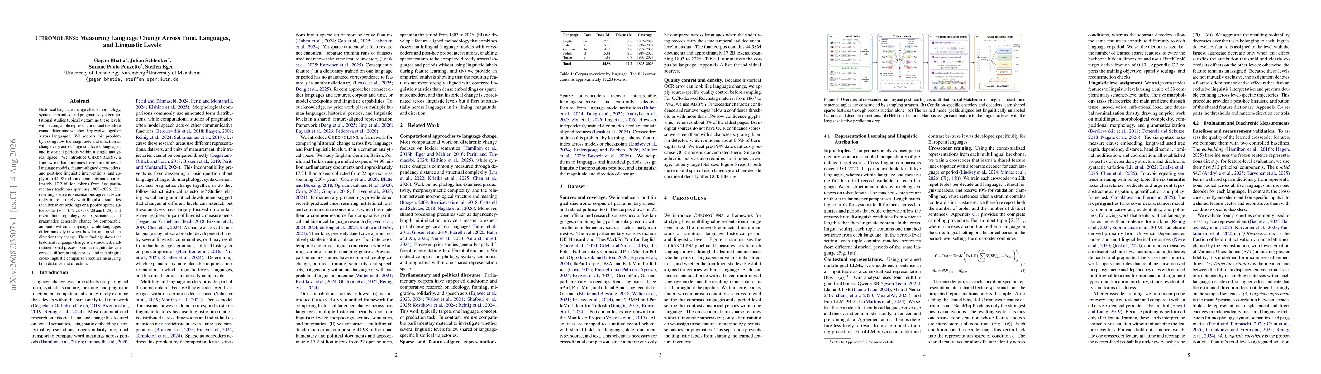 Thumbnail for ChronoLens: Measuring Language Change Across Time, Languages, and Linguistic Levels