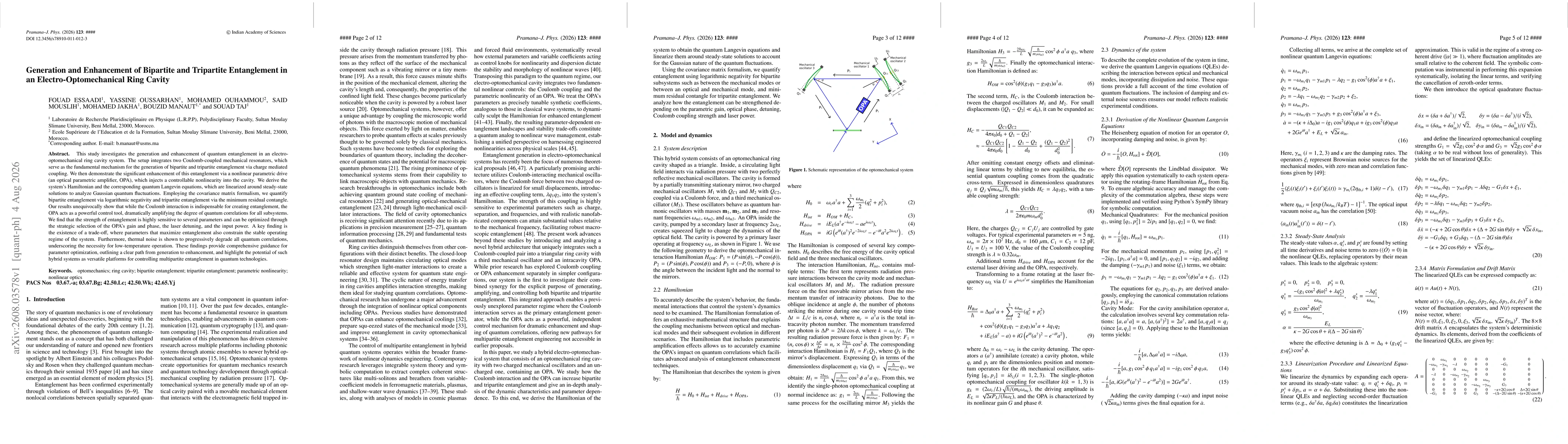 Thumbnail for Generation and Enhancement of Bipartite and Tripartite Entanglement in an Electro-Optomechanical Ring Cavity
