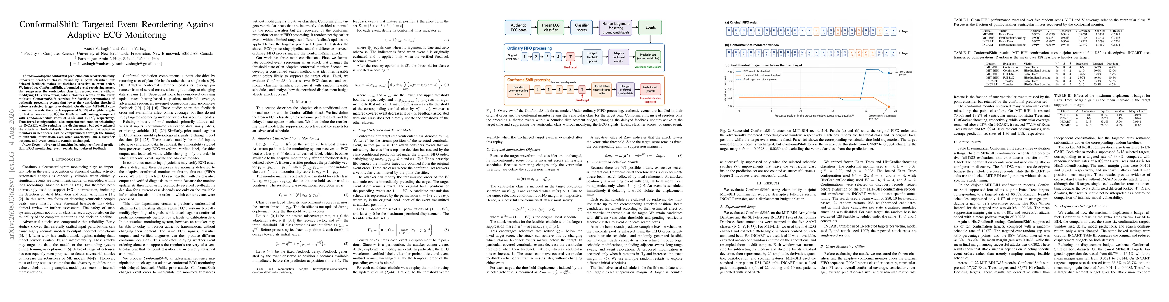Thumbnail for ConformalShift: Targeted Event Reordering Against Adaptive ECG Monitoring