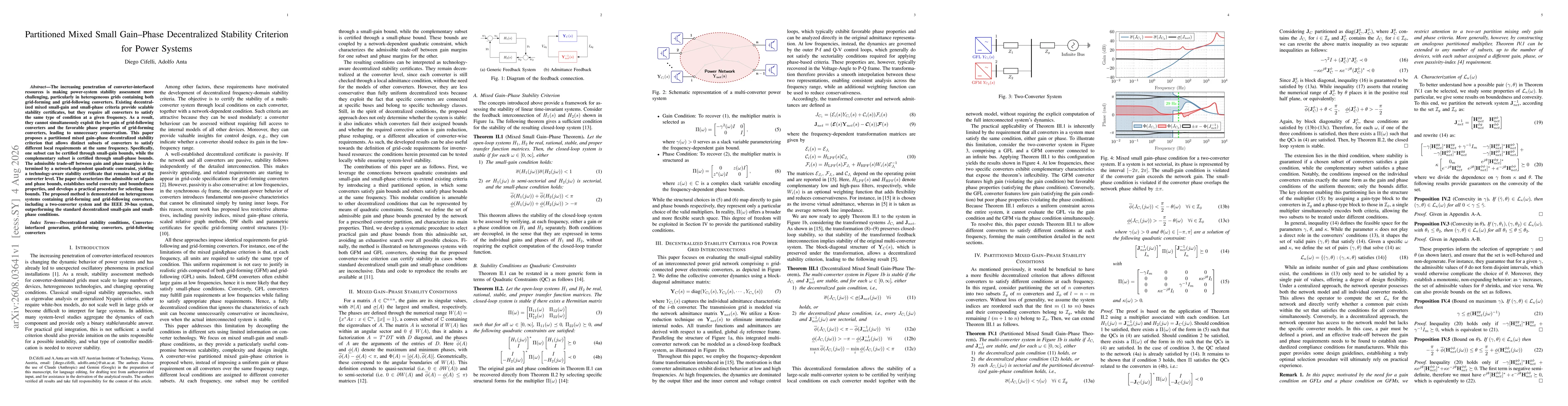 Thumbnail for Partitioned Mixed Small Gain-Phase Decentralized Stability Criterion for Power Systems