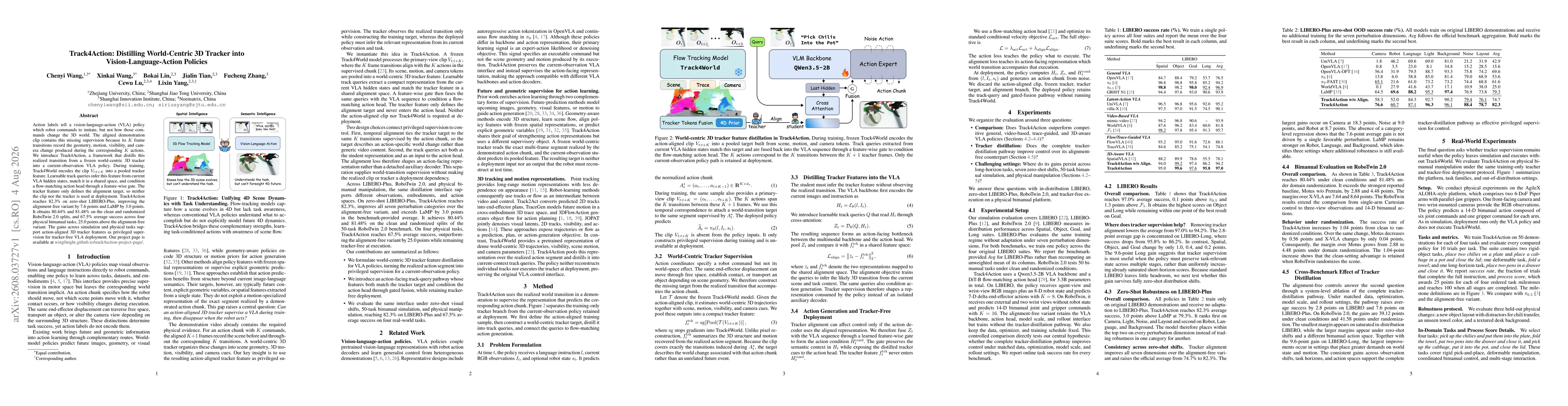 Thumbnail for Track4Action: Distilling World-Centric 3D Tracker into Vision-Language-Action Policies