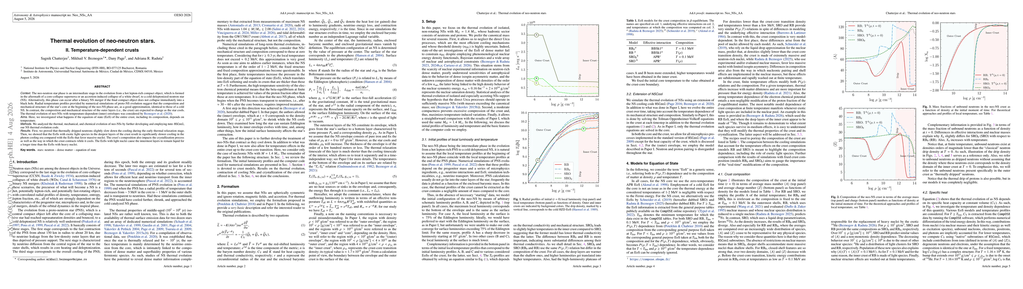 Thumbnail for Thermal evolution of neo-neutron stars. II. Temperature-dependent crusts