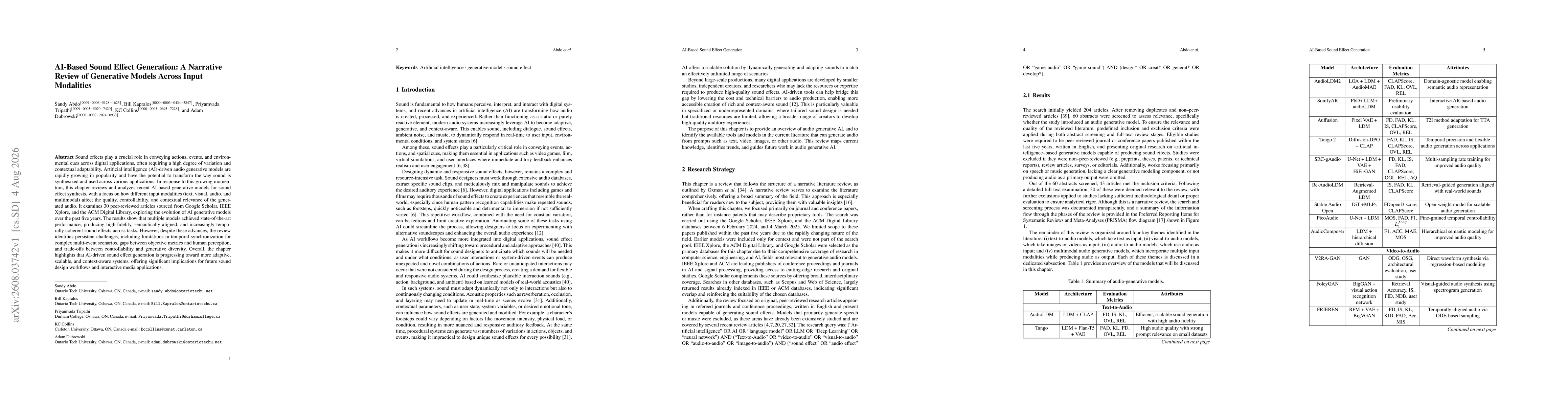 Thumbnail for AI-Based Sound Effect Generation: A Narrative Review of Generative Models Across Input Modalities