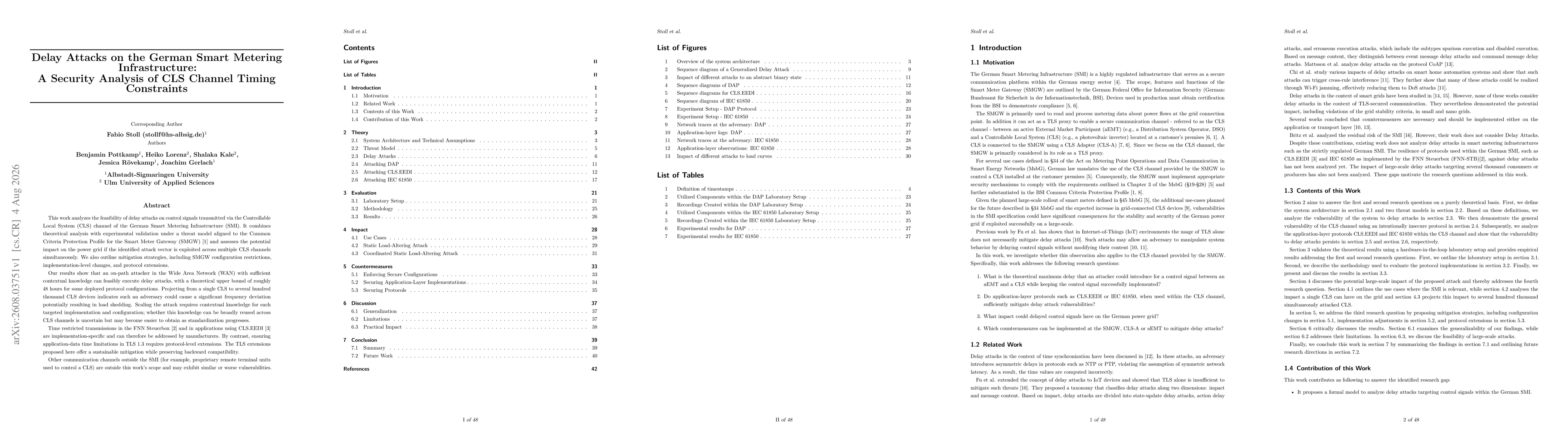 Thumbnail for Delay Attacks on the German Smart Metering Infrastructure: A Security Analysis of CLS Channel Timing Constraints