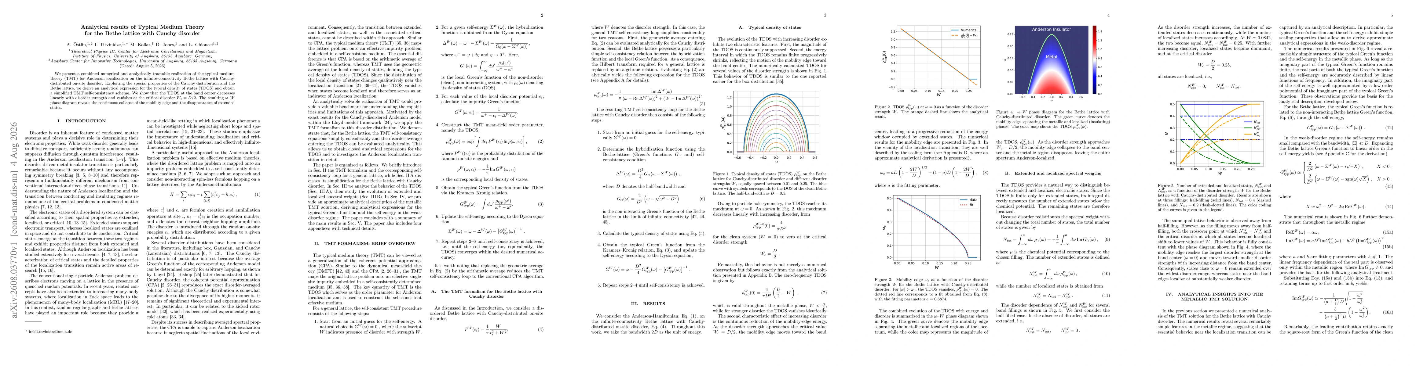 Thumbnail for Analytical results of Typical Medium Theory for the Bethe lattice with Cauchy disorder
