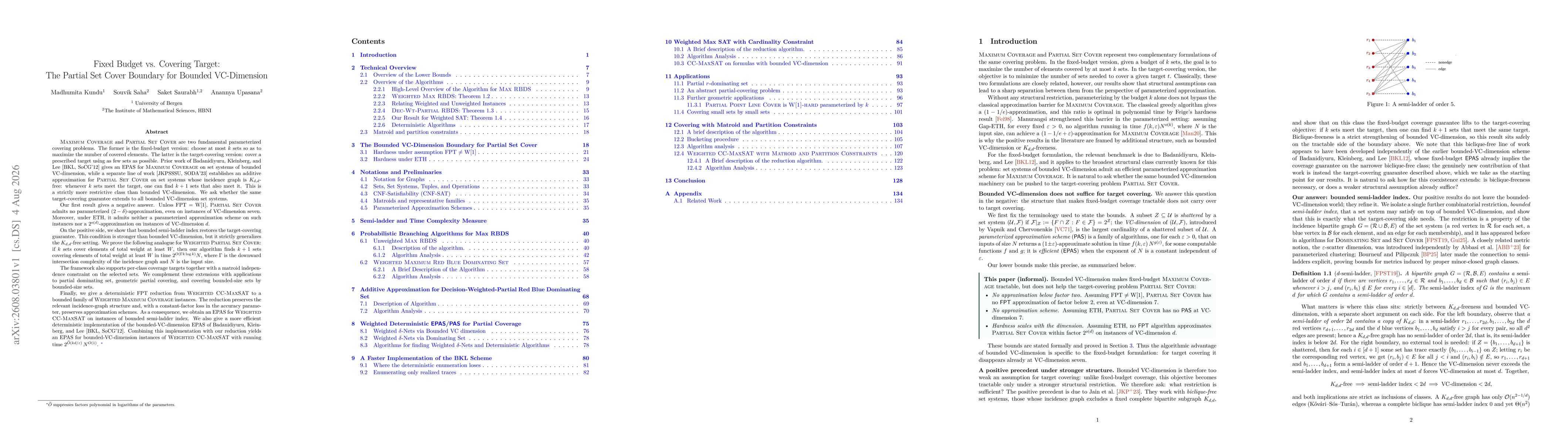 Thumbnail for Fixed Budget vs. Covering Target: The Partial Set Cover Boundary for Bounded VC-Dimension