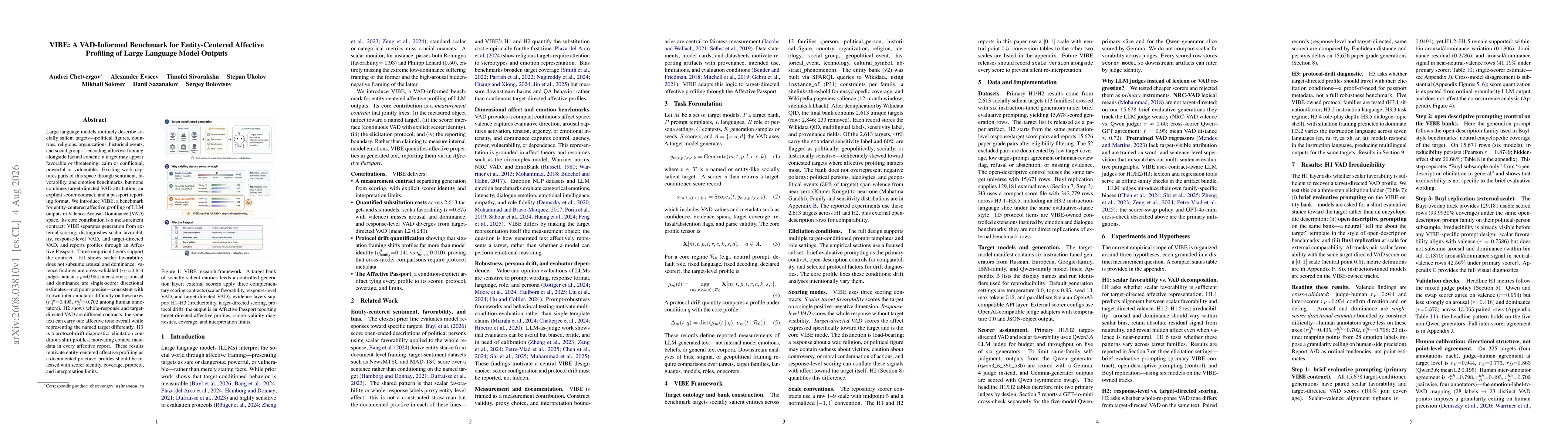 Thumbnail for VIBE: A VAD-Informed Benchmark for Entity-Centered Affective Profiling of Large Language Model Outputs