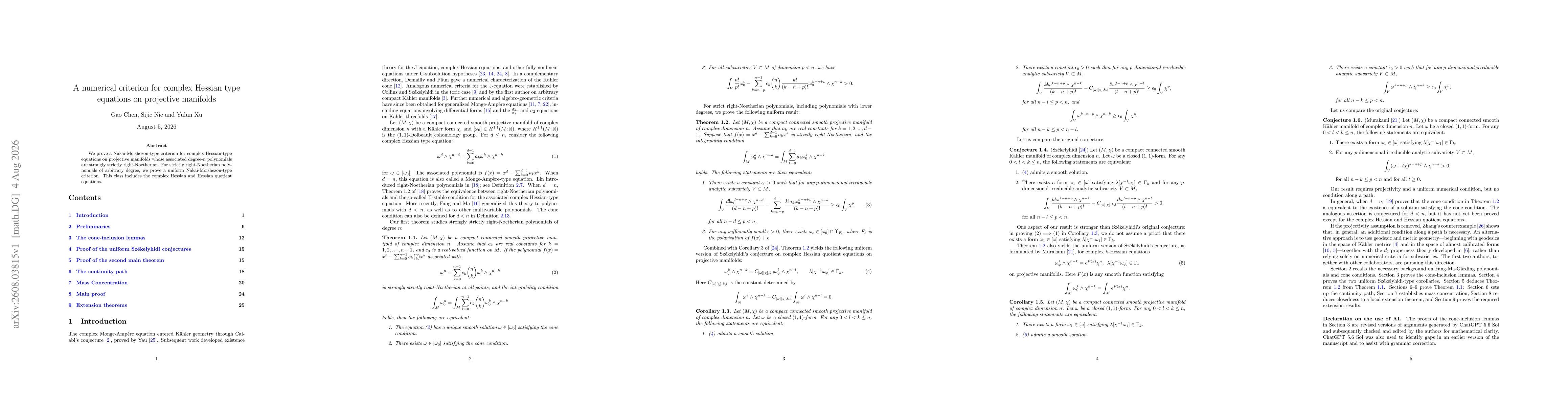 Thumbnail for A numerical criterion for complex Hessian type equations on projective manifolds