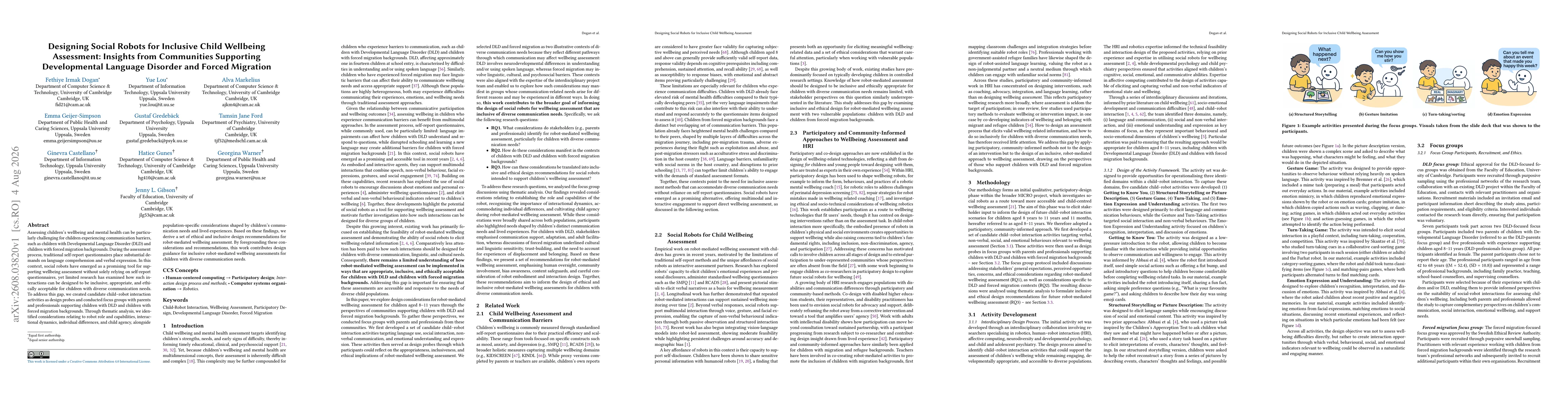 Thumbnail for Designing Social Robots for Inclusive Child Wellbeing Assessment: Insights from Communities Supporting Developmental Language Disorder and Forced Migration