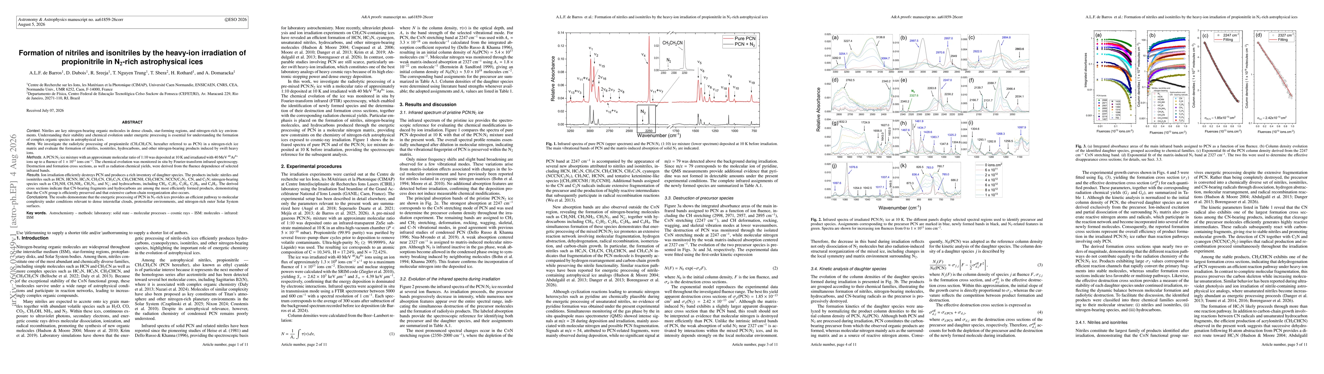 Thumbnail for Formation of nitriles and isonitriles by the heavy-ion irradiation of propionitrile in N2-rich astrophysical ices