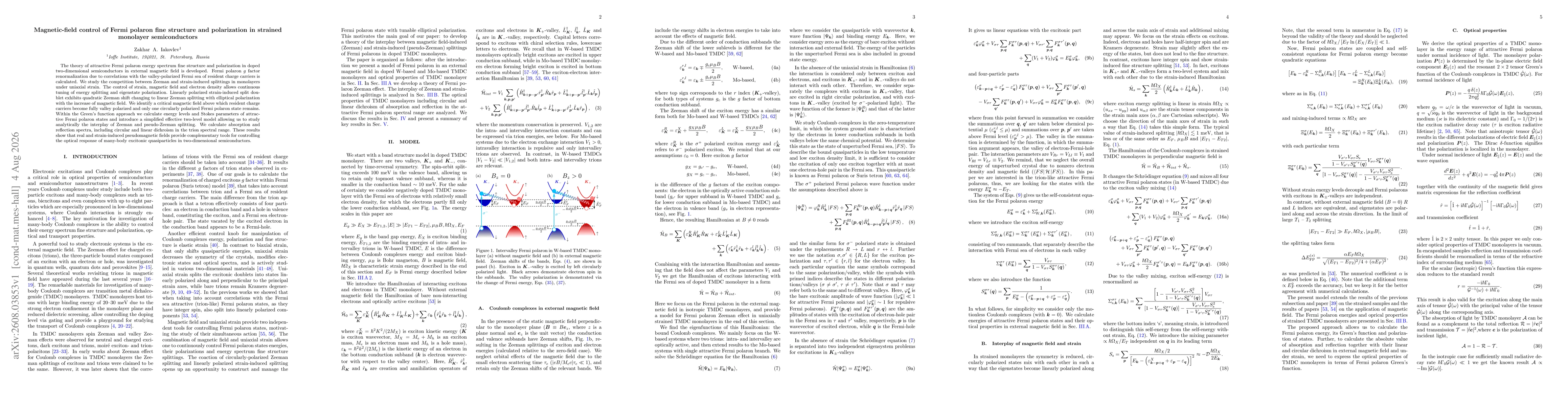 Thumbnail for Magnetic-field control of Fermi polaron fine structure and polarization in strained monolayer semiconductors