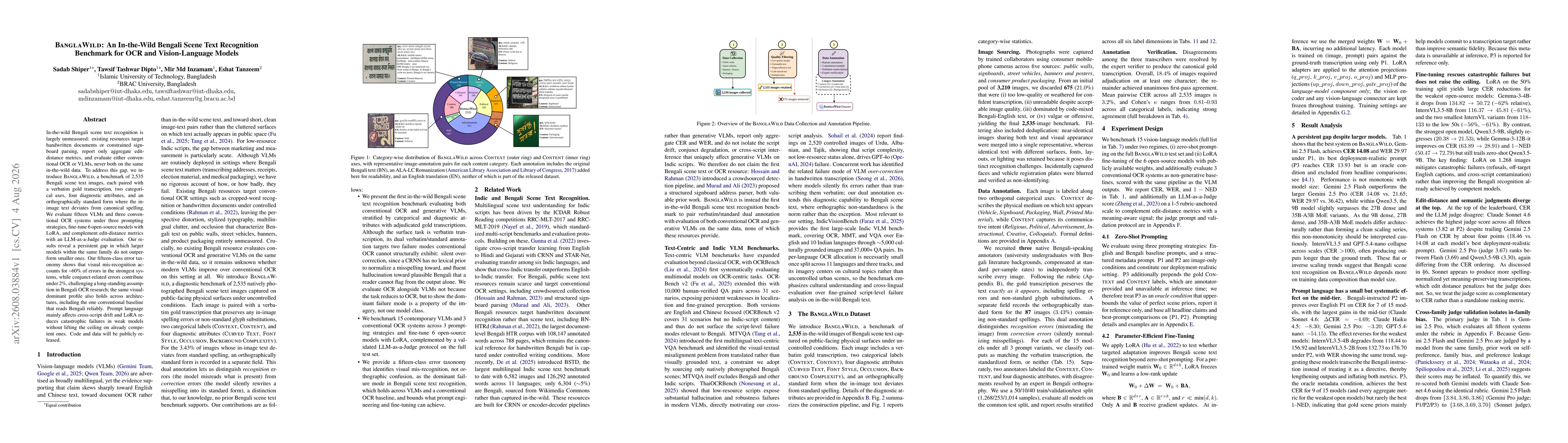 Thumbnail for BanglaWild: An In-the-Wild Bengali Scene Text Recognition Benchmark for OCR and Vision-Language Models