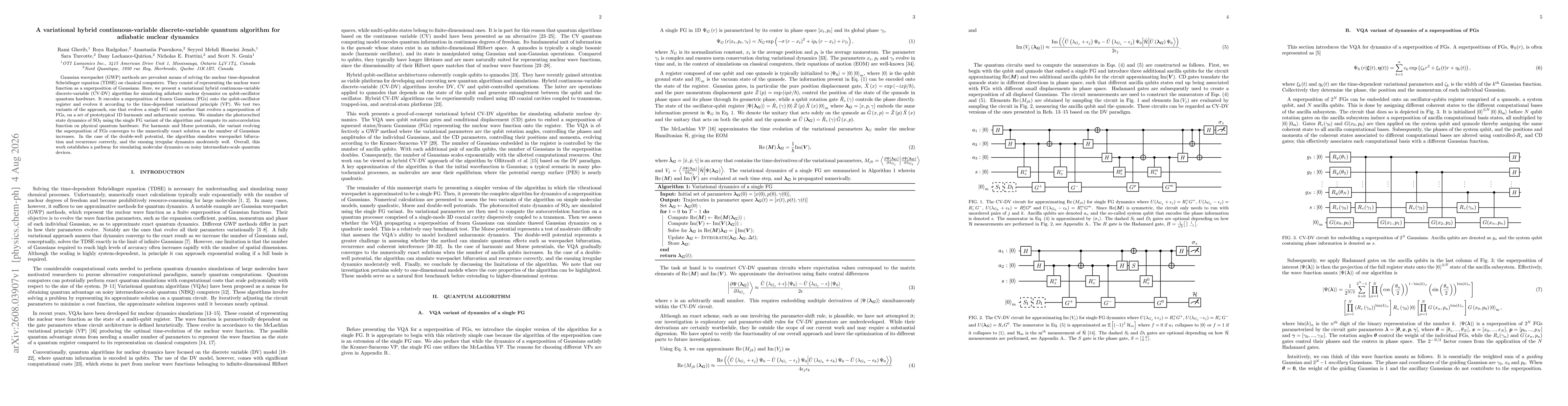 Thumbnail for A variational hybrid continuous-variable discrete-variable quantum algorithm for adiabatic nuclear dynamics