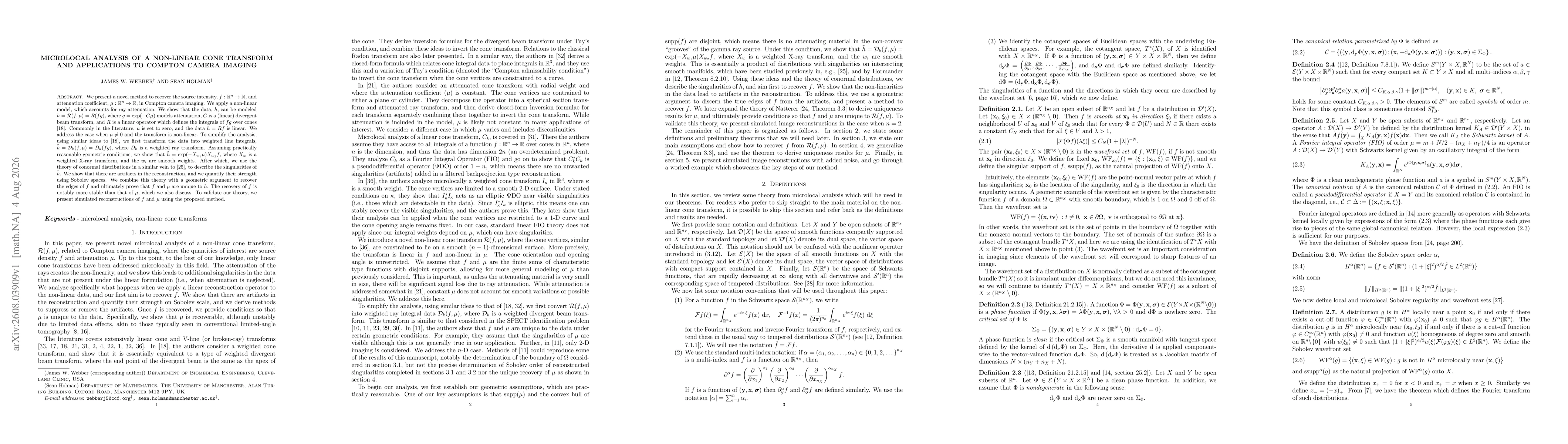 Thumbnail for Microlocal analysis of a non-linear cone transform and applications to Compton camera imaging