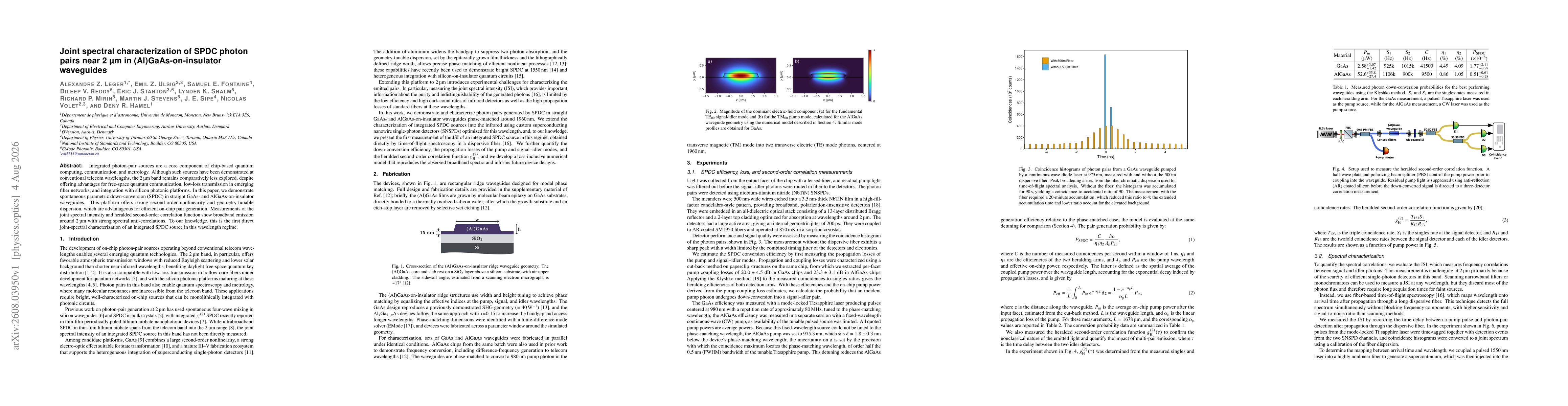 Thumbnail for Joint spectral characterization of SPDC photon pairs near 2 $μ$m in (Al)GaAs-on-insulator waveguides