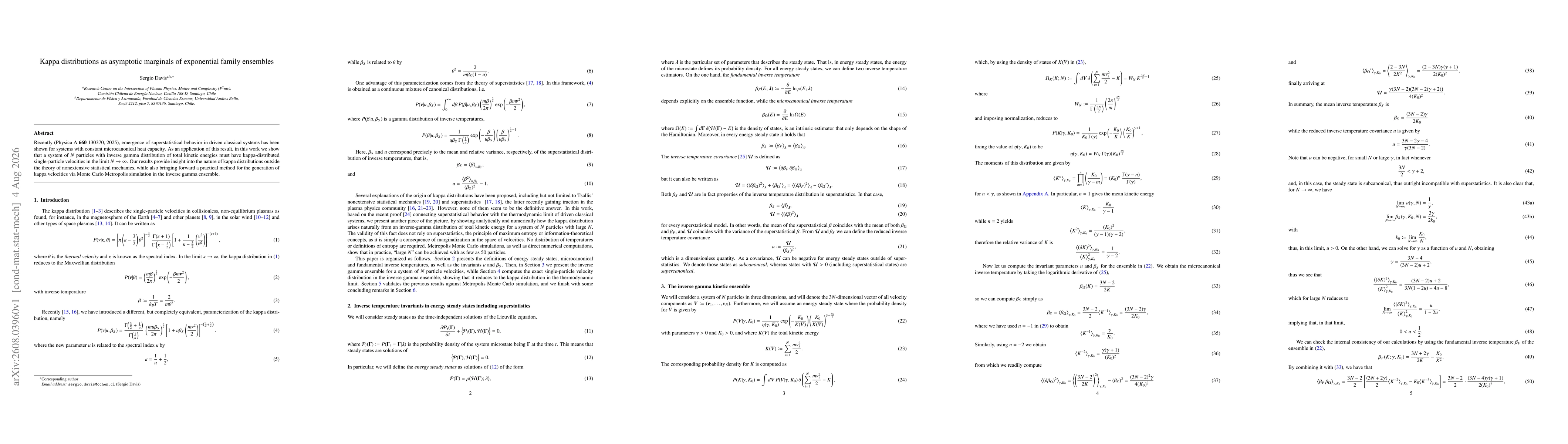 Thumbnail for Kappa distributions as asymptotic marginals of exponential family ensembles