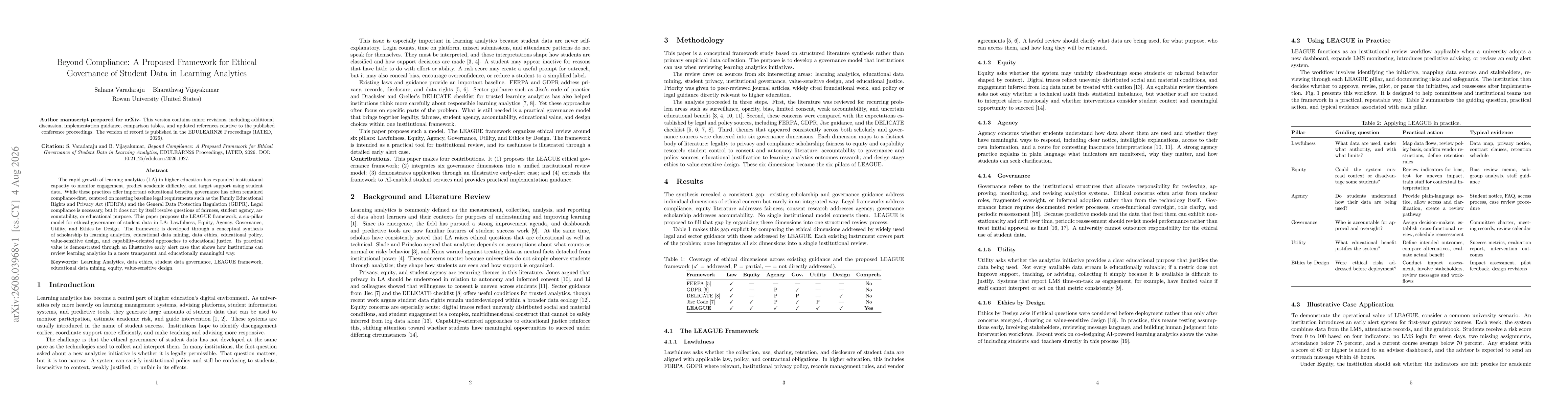 Thumbnail for Beyond Compliance: A Proposed Framework for Ethical Governance of Student Data in Learning Analytics