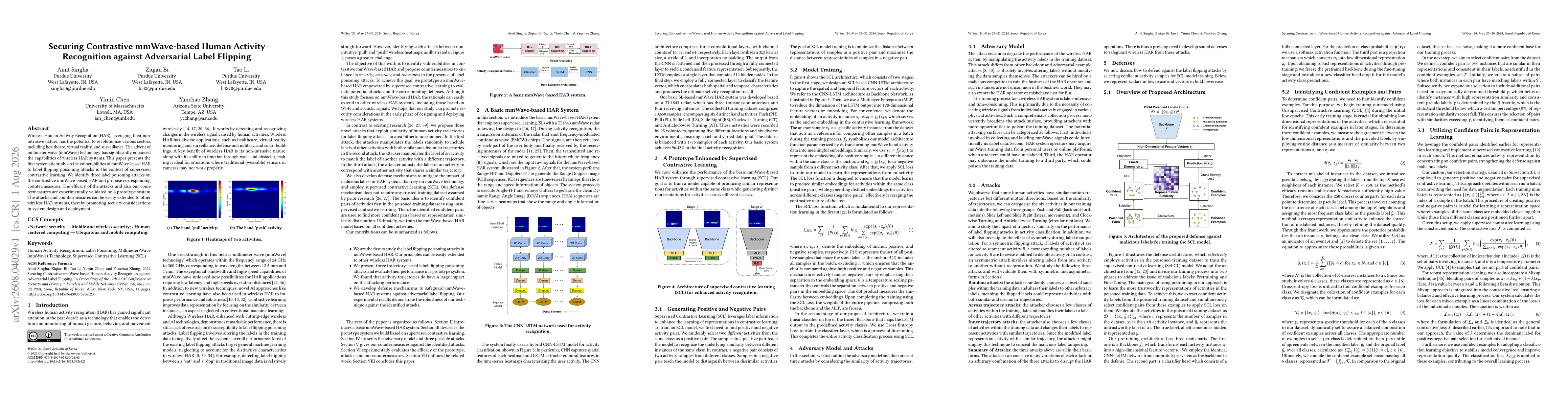 Thumbnail for Securing Contrastive mmWave-based Human Activity Recognition against Adversarial Label Flipping