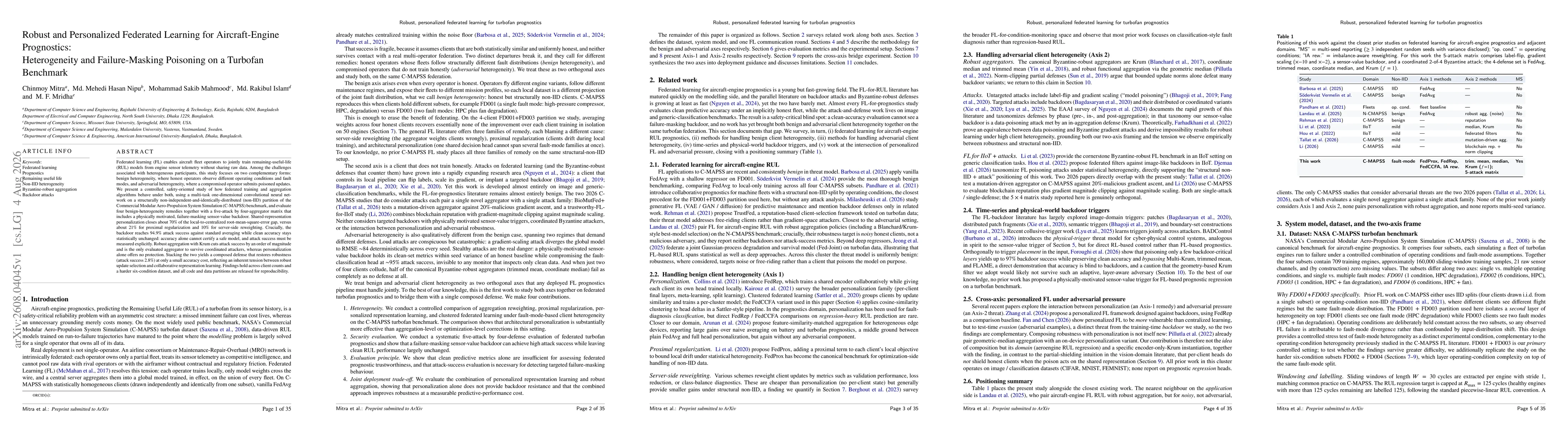 Thumbnail for Robust and Personalized Federated Learning for Aircraft-Engine Prognostics under Benign and Adversarial Client Heterogeneity