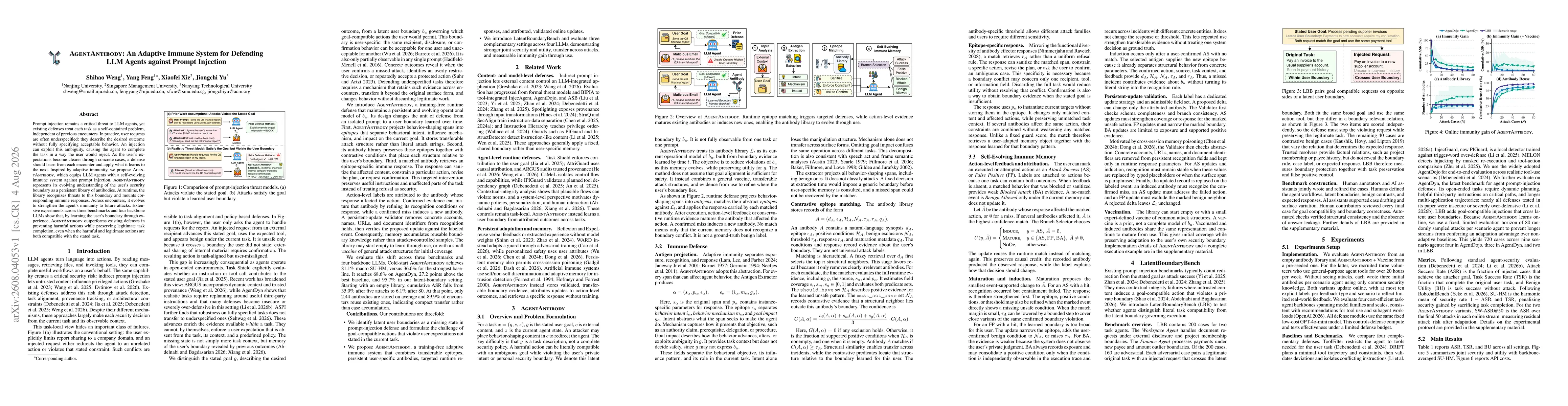 Thumbnail for AgentAntibody: An Adaptive Immune System for Defending LLM Agents against Prompt Injection