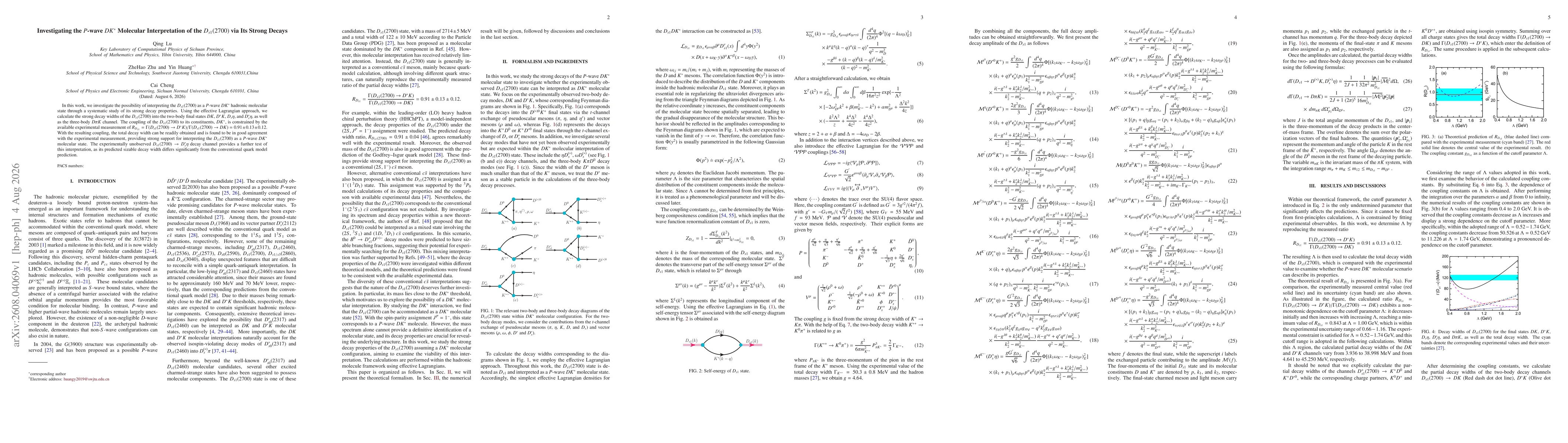 Thumbnail for Investigating the $P$-wave $DK^{*}$ Molecular Interpretation of the $D_{s1}(2700)$ via Its Strong Decays