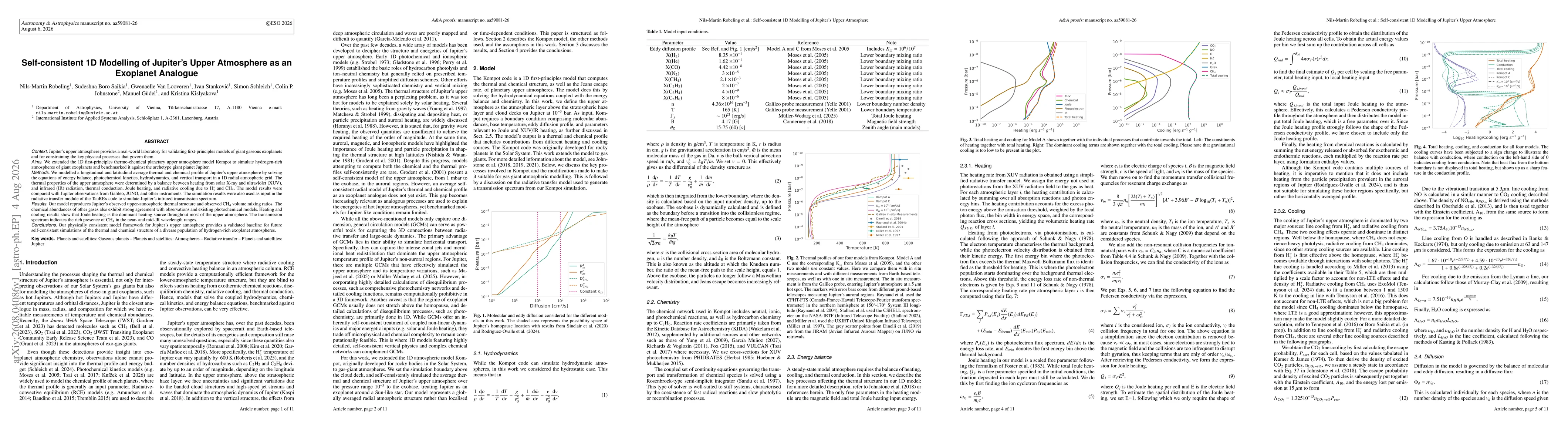 Thumbnail for Self-consistent 1D modelling of Jupiter's upper atmosphere as an exoplanet analogue