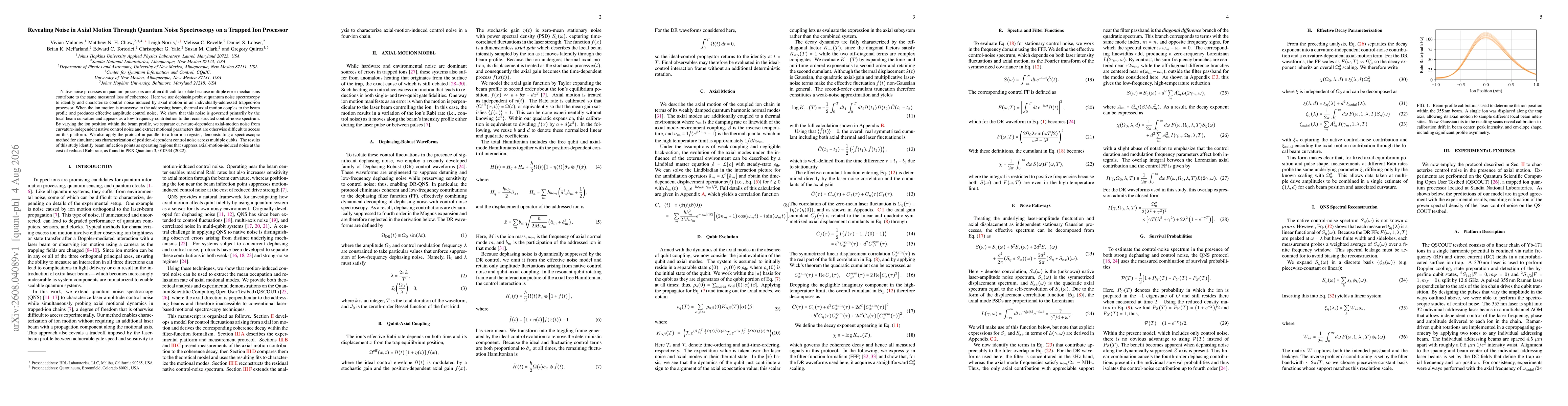 Thumbnail for Revealing Noise in Axial Motion Through Quantum Noise Spectroscopy on a Trapped Ion Processor