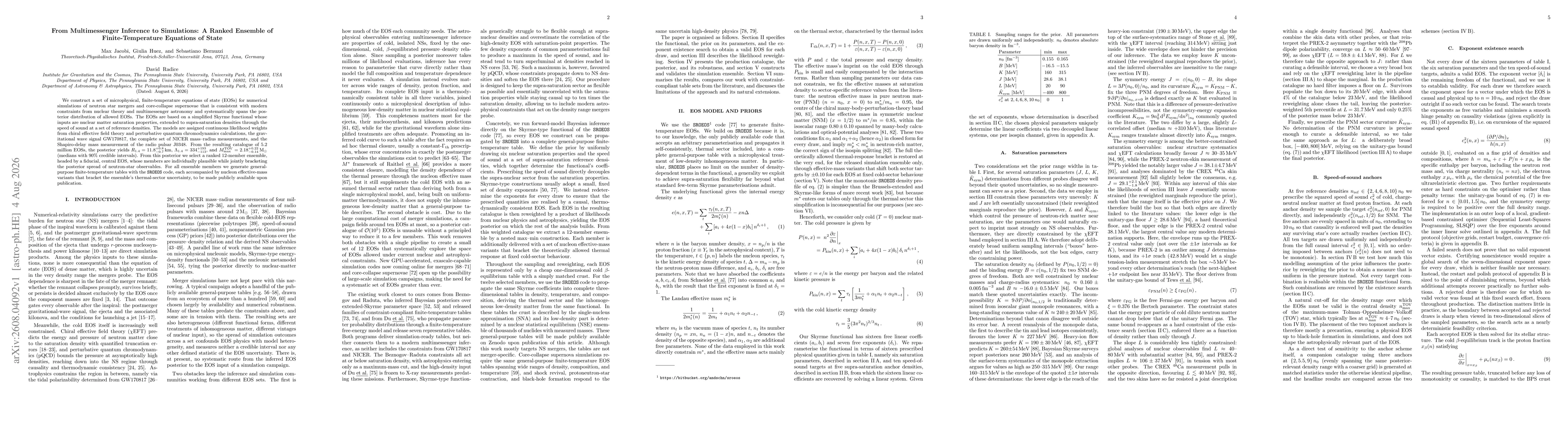 Thumbnail for From Multimessenger Inference to Simulations: A Ranked Ensemble of Finite-Temperature Equations of State
