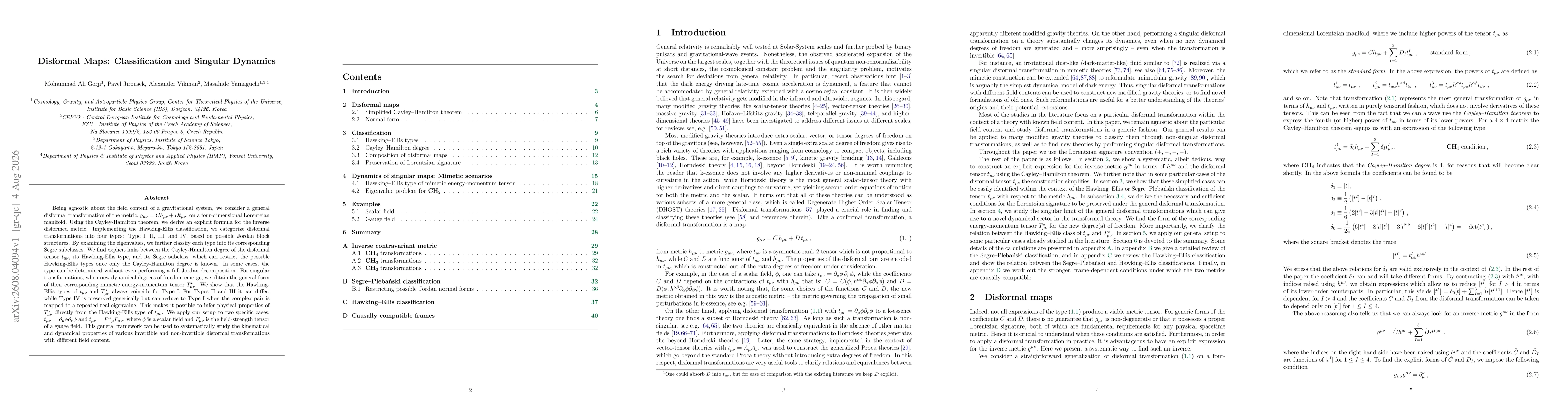 Thumbnail for Disformal Maps: Classification and Singular Dynamics