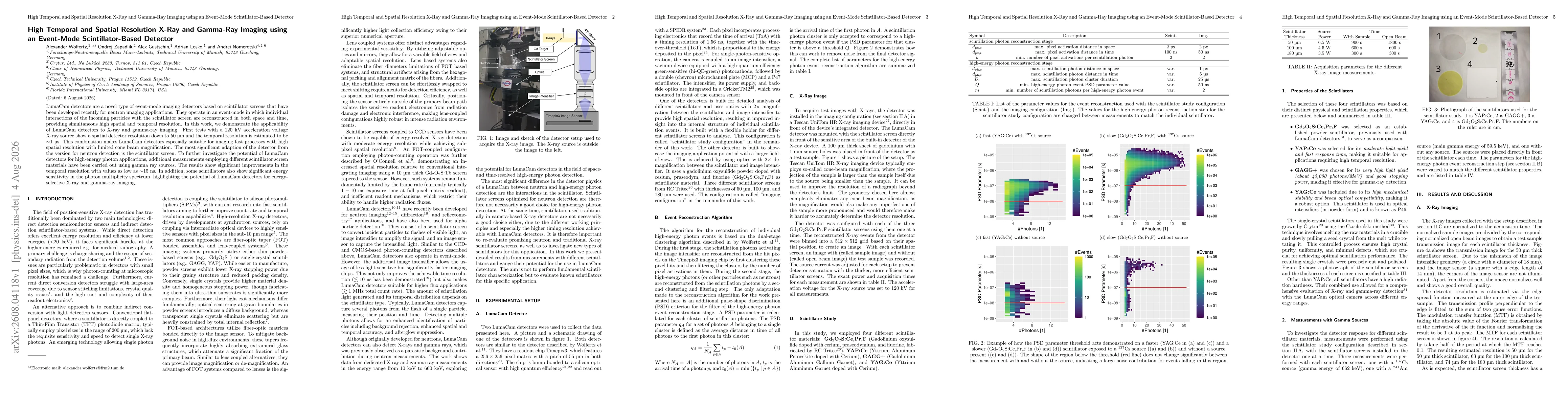 Thumbnail for High Temporal and Spatial Resolution X-Ray and Gamma-Ray Imaging using an Event-Mode Scintillator-Based Detector