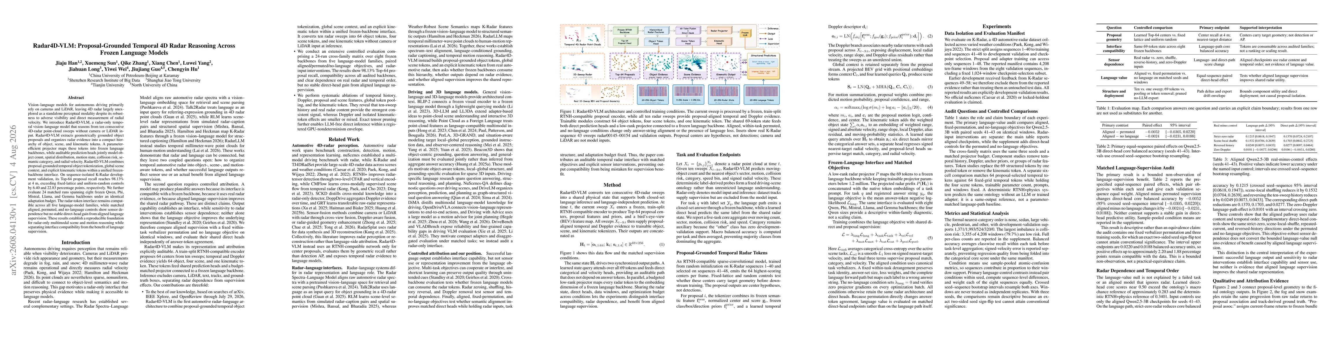 Thumbnail for Radar4D-VLM: Proposal-Grounded Temporal 4D Radar Reasoning Across Frozen Language Models