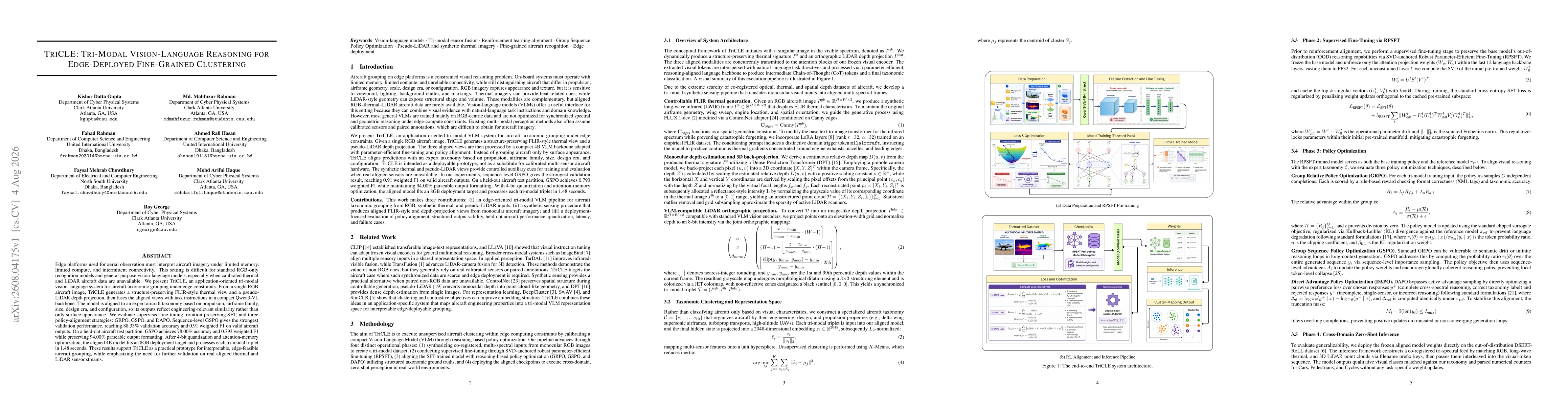 Thumbnail for TriCLE: Tri-Modal Vision-Language Reasoning for Edge-Deployed Fine-Grained Clustering